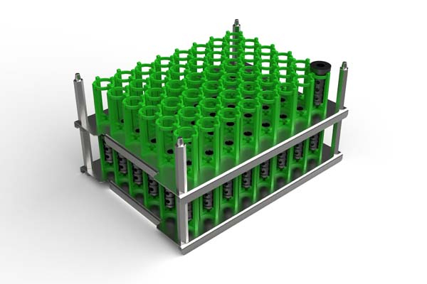 industrial stackable metal tray with plasitc inserts