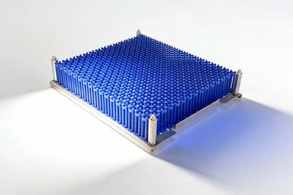 large metal tray with plasitc inserts