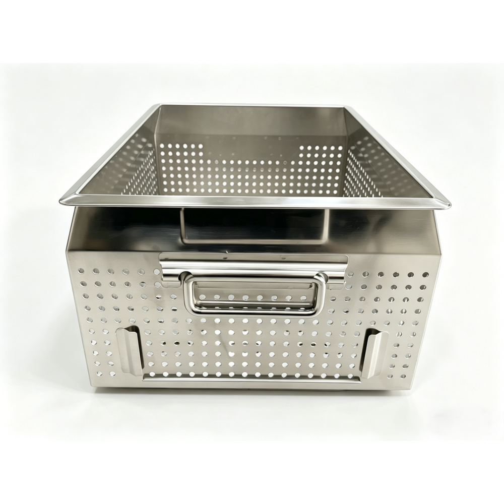Finished AUKE stainless steel perforated industrial cleaning basket