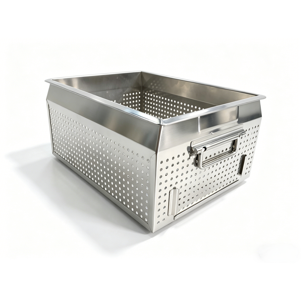 Stainless steel perforated basket sample panel different open area