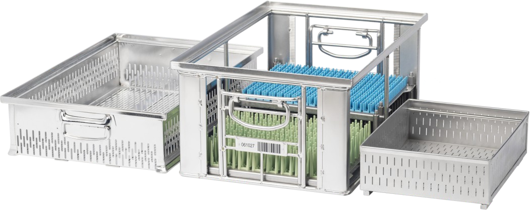 AUKE outer carrier with separate perforated trays and internal support inserts