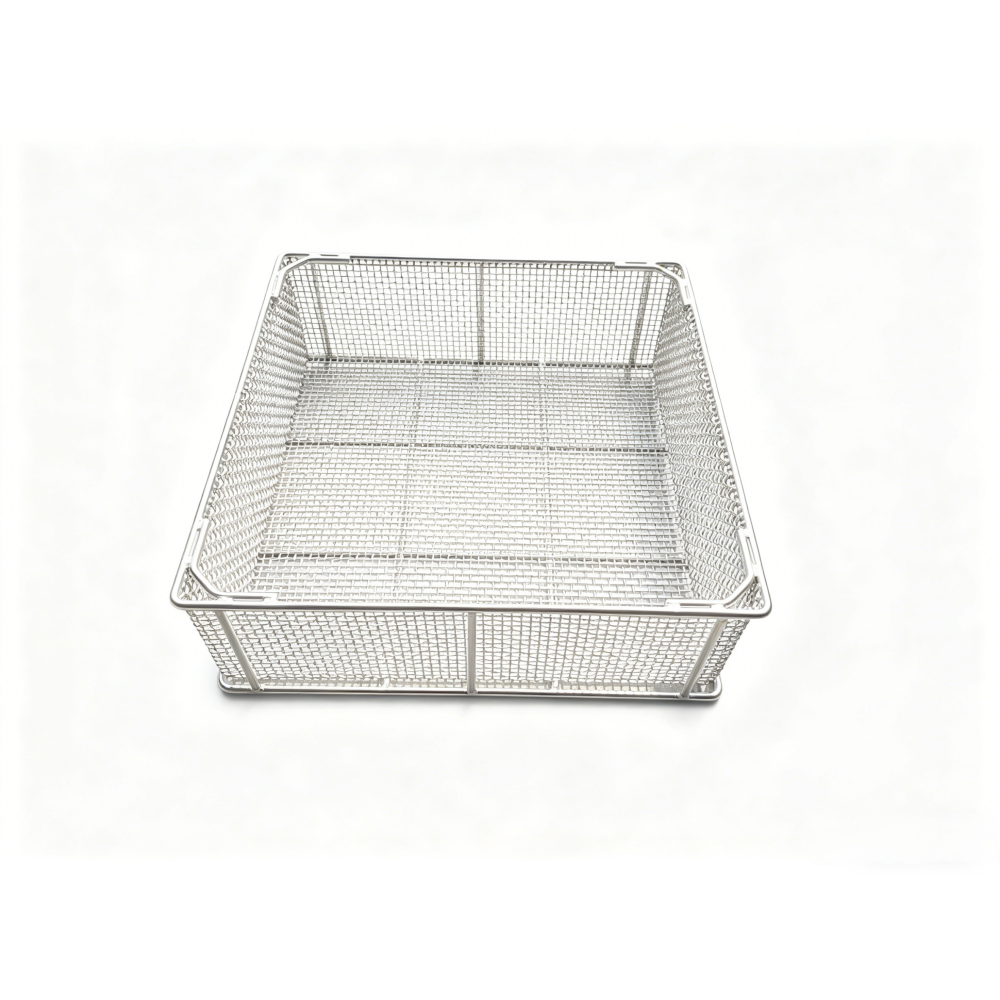AUKE mesh basket showing the mesh-to-frame junction and separate outer frame
